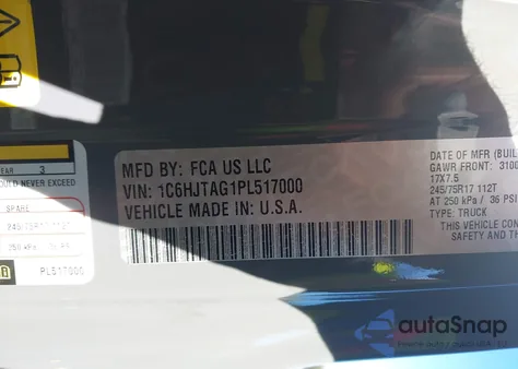 2023 Jeep Gladiator Freedom 4X4 z USA, uszkodzony, nr VIN 1C6HJTAG1PL517000